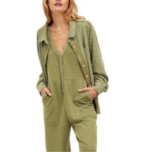 Free People Beach Shirt Jacket in Quiet Moss Size Small Shacket